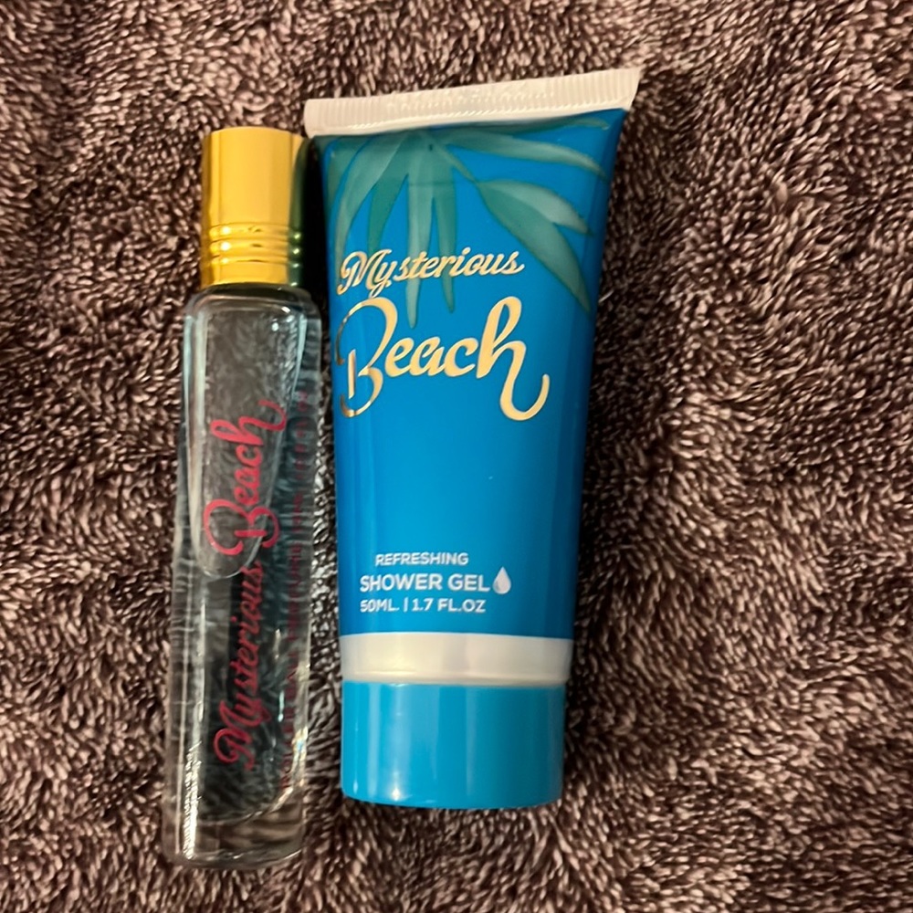 This is a mysterious beach, body gel and roll on perfume.